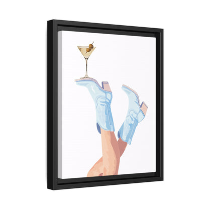 Framed Canvas - Boots Up, Cheers Babe