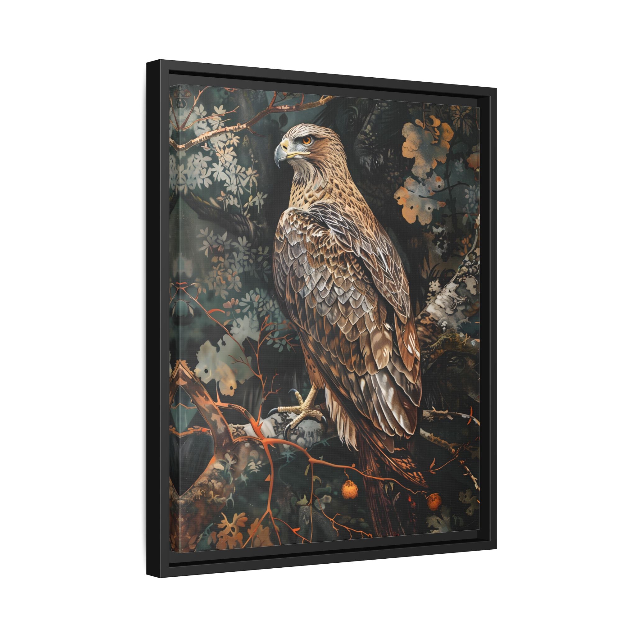 Framed Canvas - Majestic Hawk in Autumn