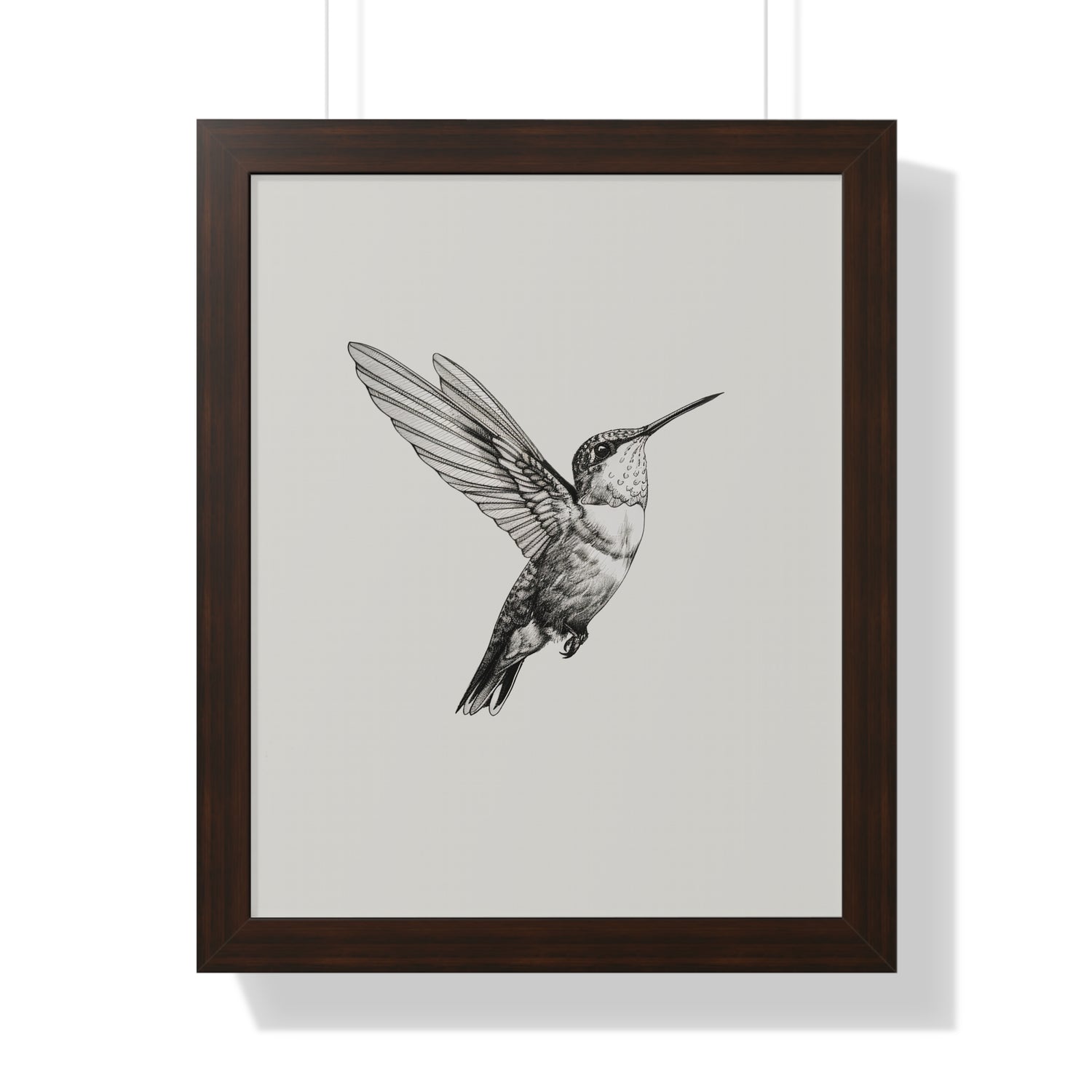 Framed Paper Print - Flying Hummingbird Line Study