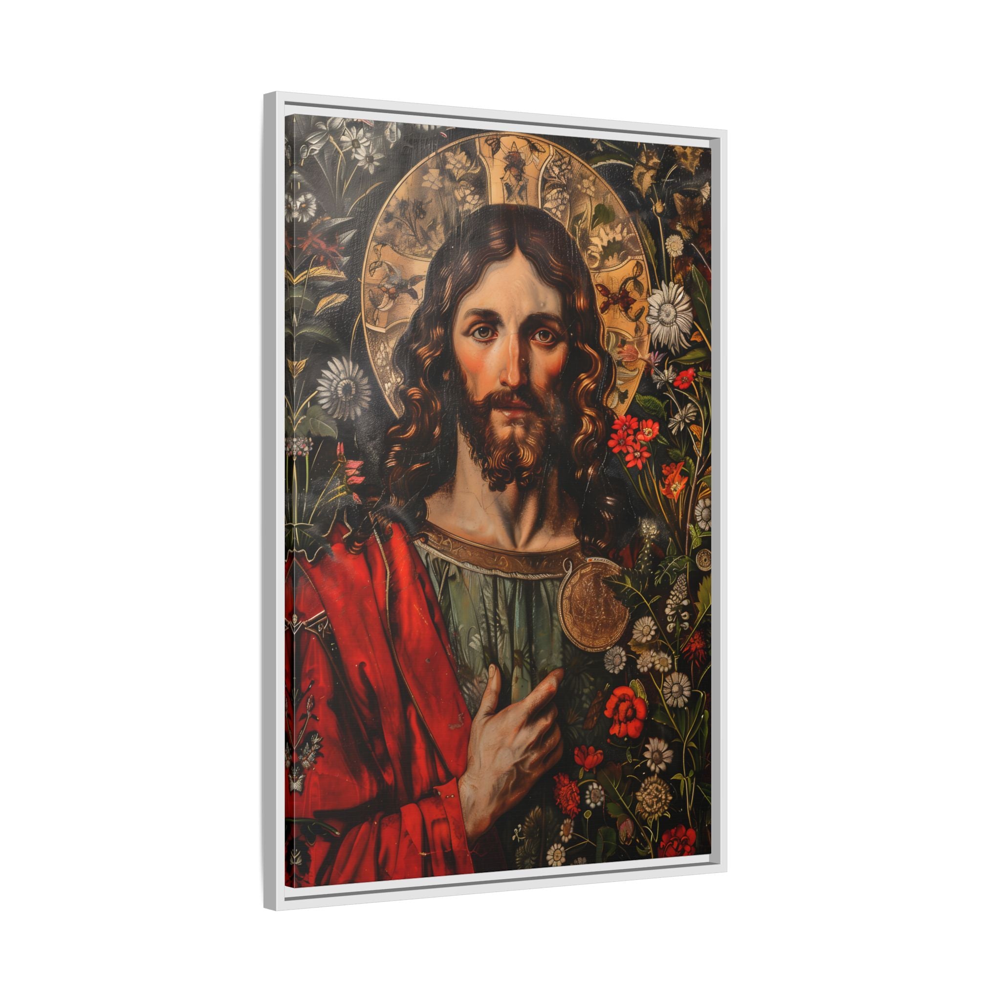 Framed Canvas - Sacred Floral Savior