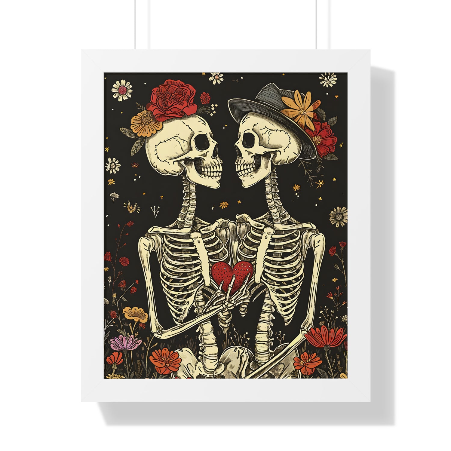 Framed Paper Print - Eternal Love Skeletons