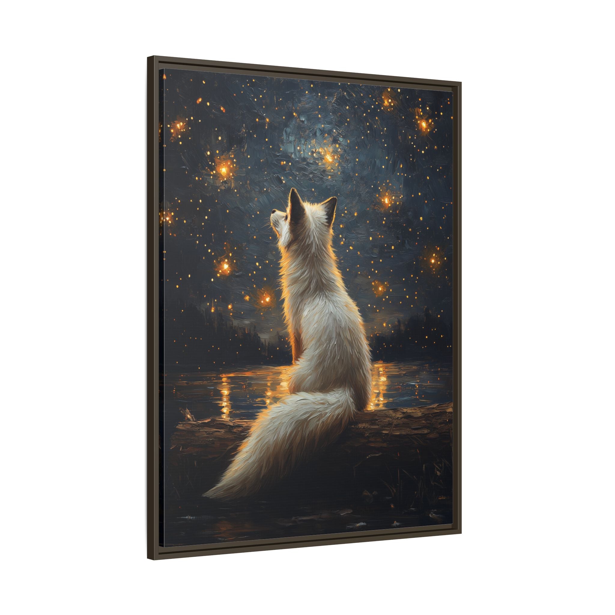 Framed Canvas - Stargazing Fox Reverie