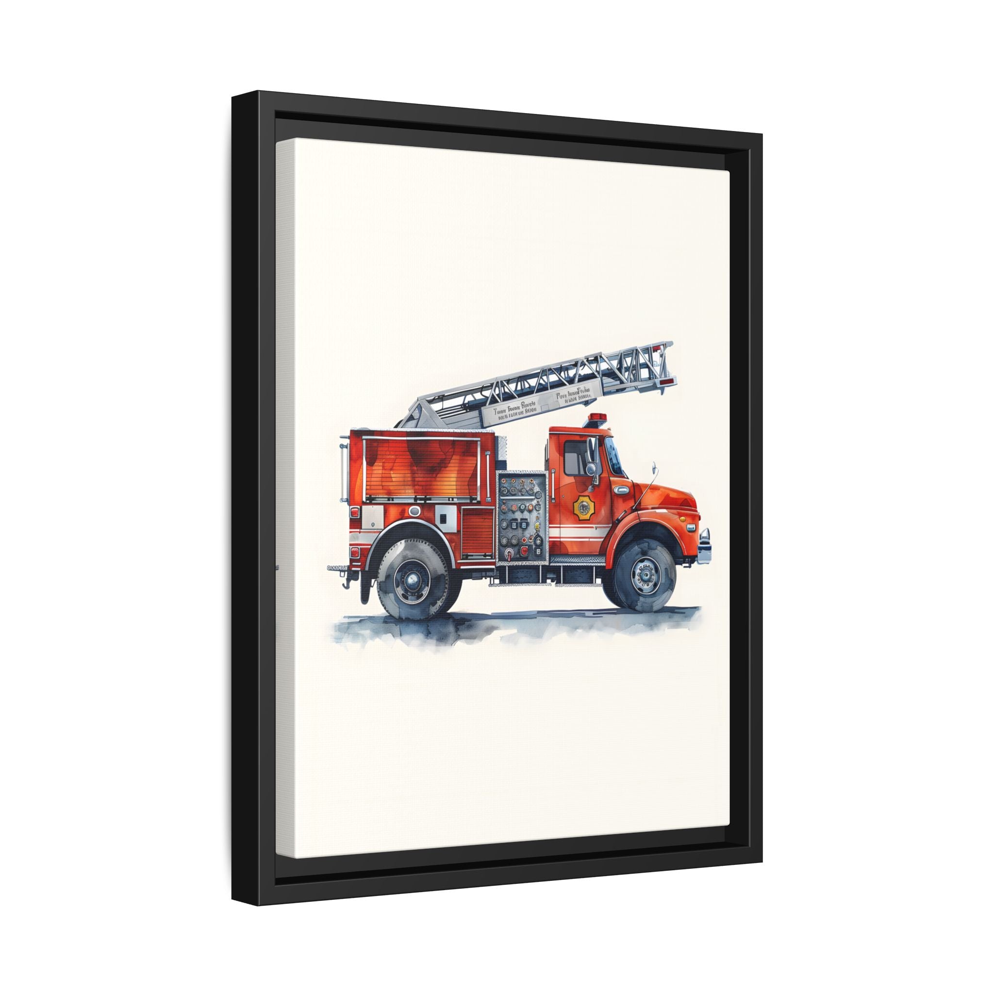 Framed Canvas - Ladder Firetruck Nursery