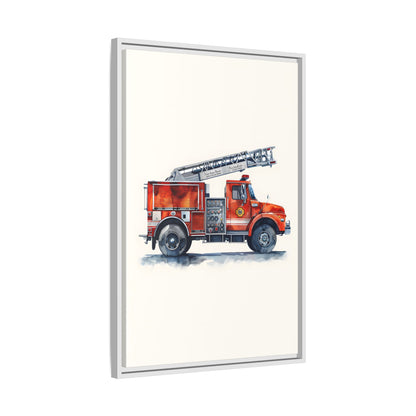 Framed Canvas - Ladder Firetruck Nursery