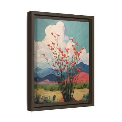 Framed Canvas - Ocotillo Cactus Desert Bloom