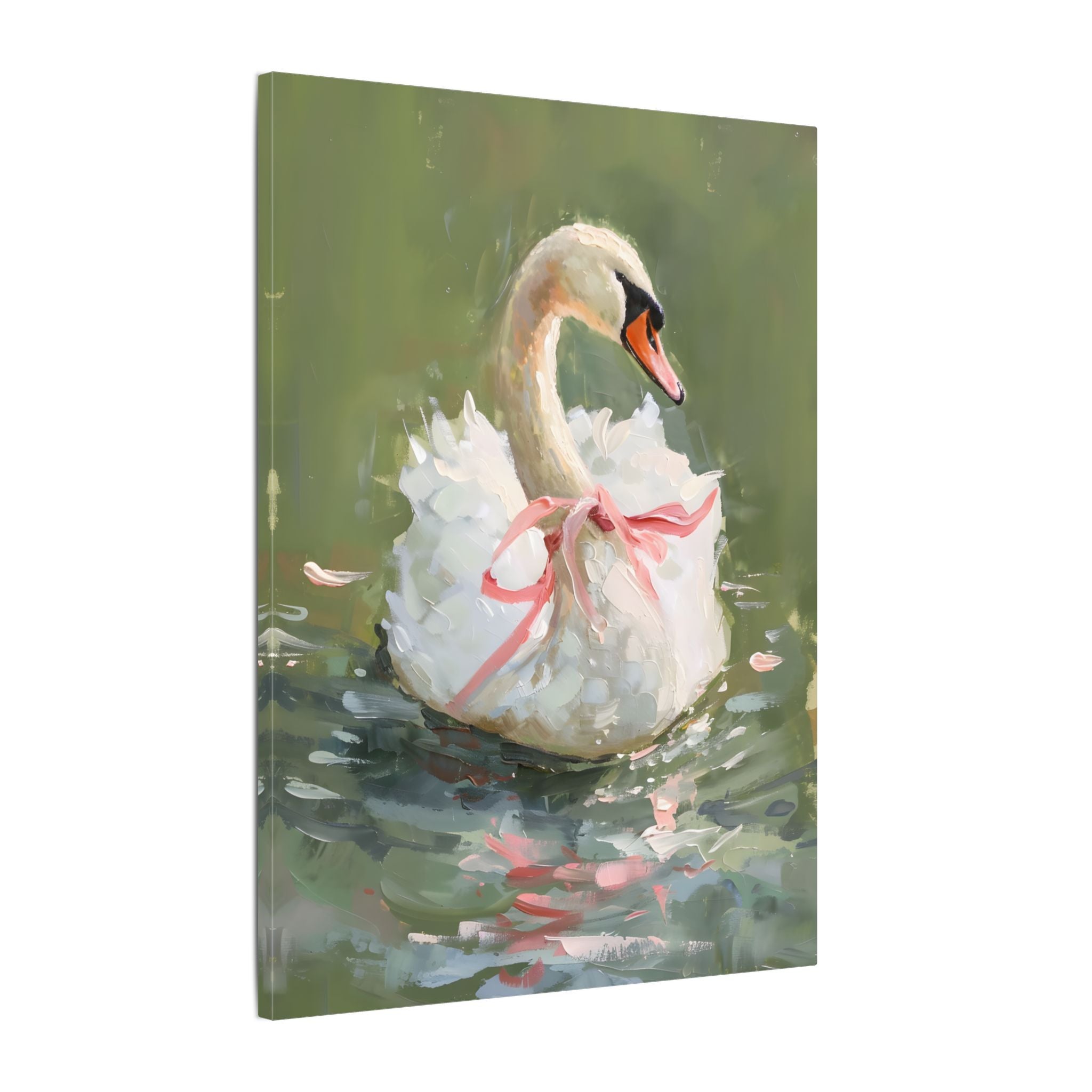 .75" Matte Canvas - Ballet Swan in Pink Bow