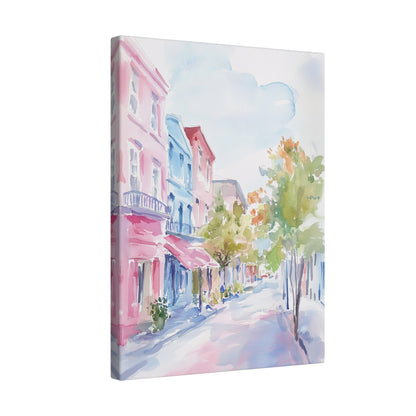 .75" Matte Canvas - Pastel Charleston Street Scene