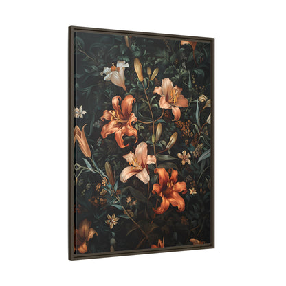 Framed Canvas - Elegant Blooming Lilies