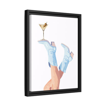 Framed Canvas - Boots Up, Cheers Babe