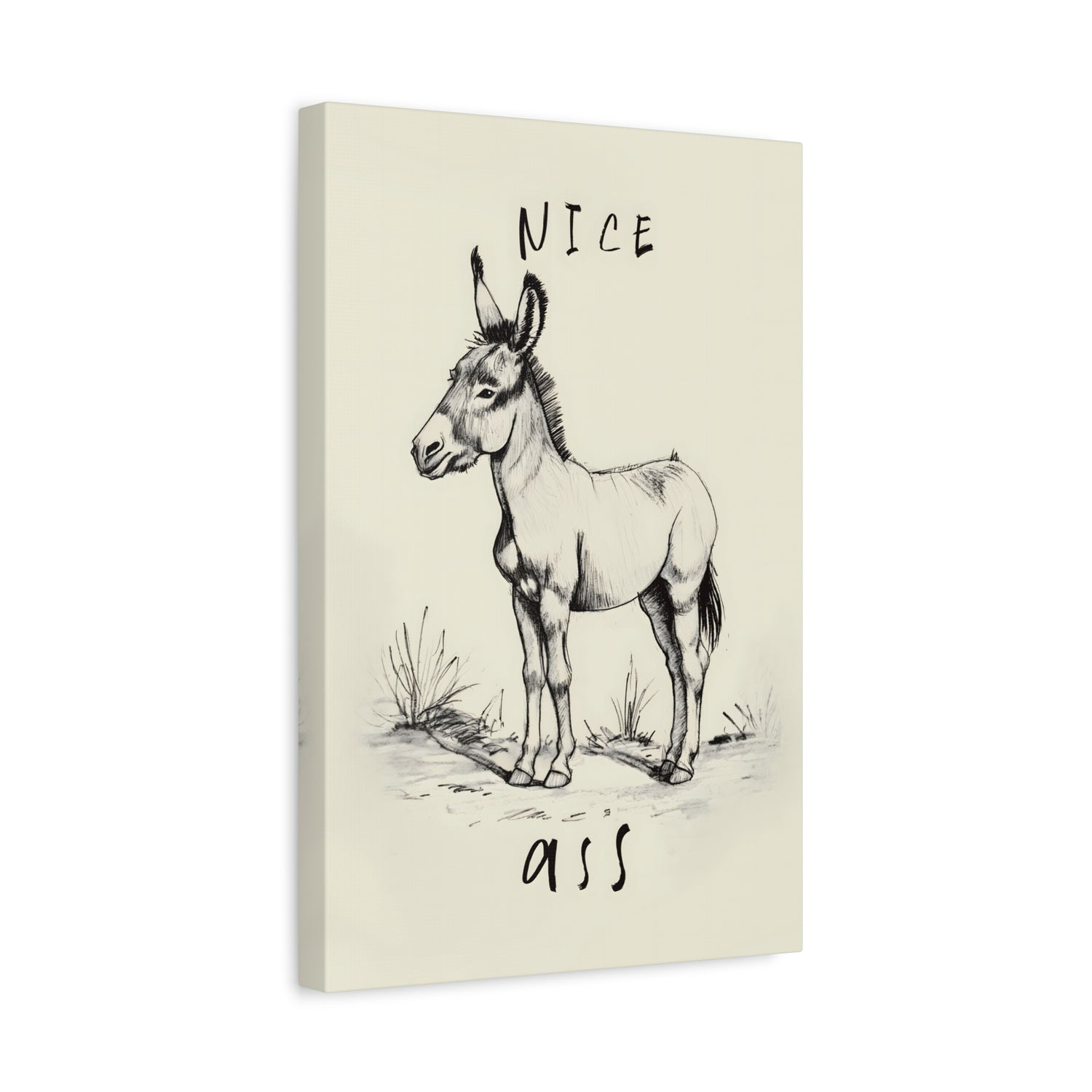 1.25" Matte Canvas - Donkey Line Art Humor