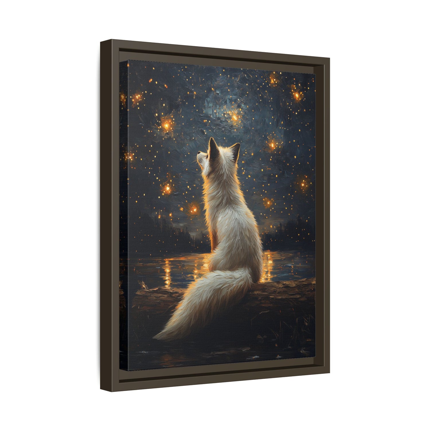 Framed Canvas - Stargazing Fox Reverie