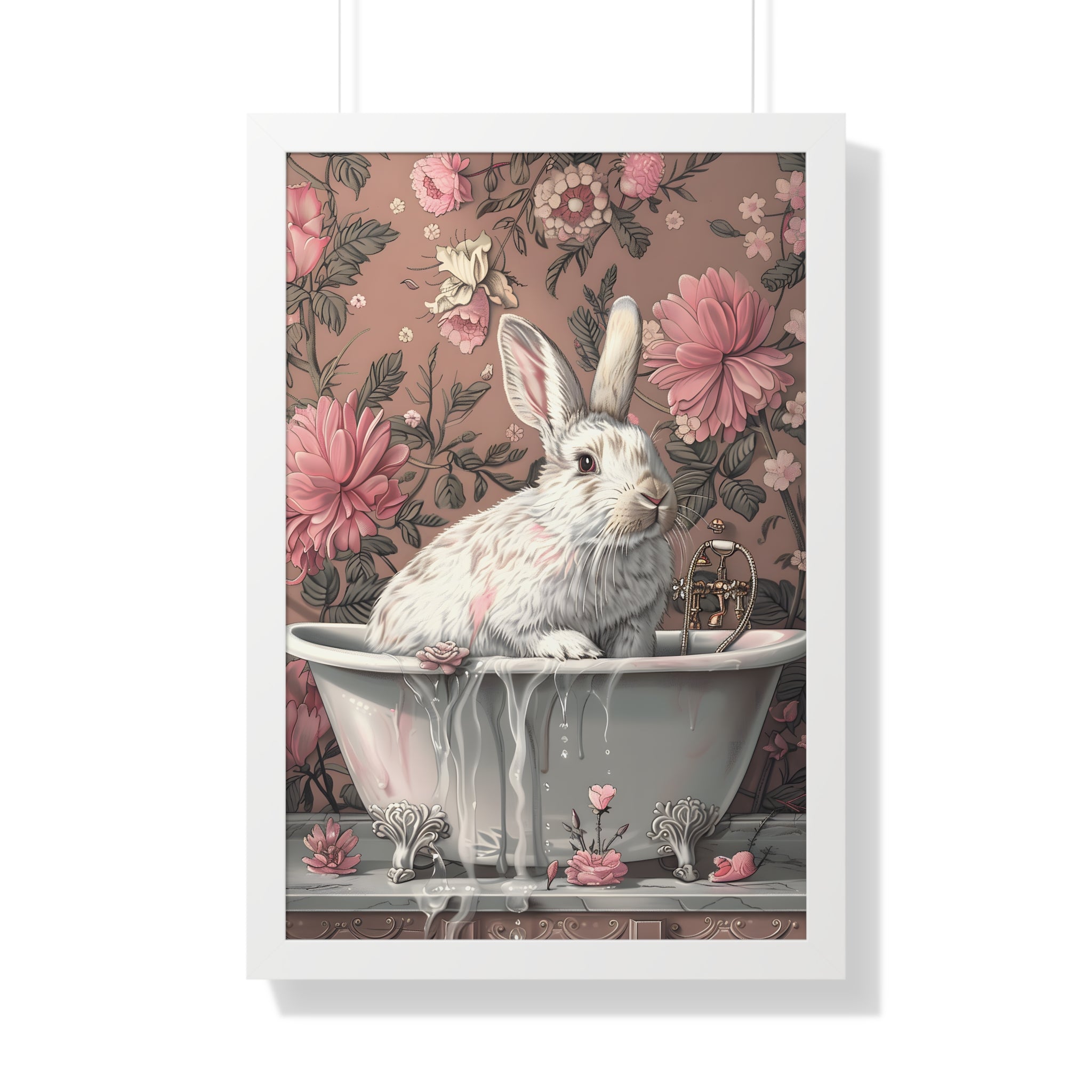 Framed Paper Print - Bathing Bunny Bloom