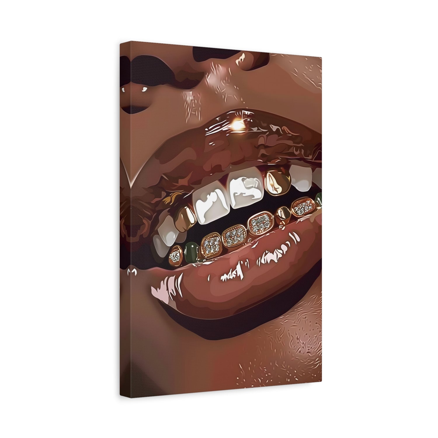 1.25" Matte Canvas - Golden Grill Smile