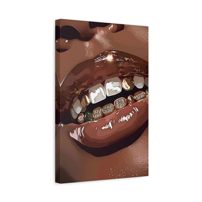 1.25" Matte Canvas - Golden Grill Smile
