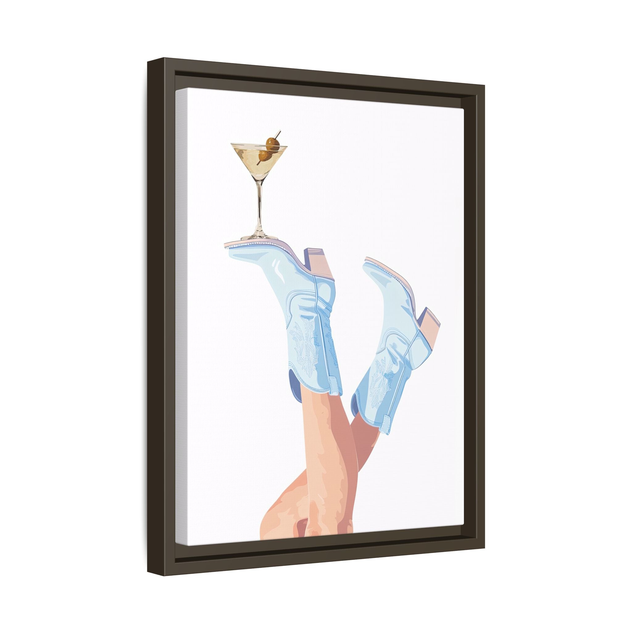 Framed Canvas - Boots Up, Cheers Babe