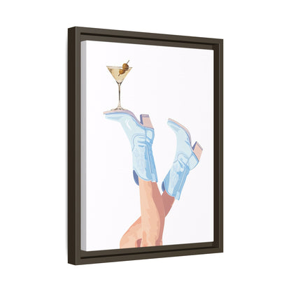 Framed Canvas - Boots Up, Cheers Babe