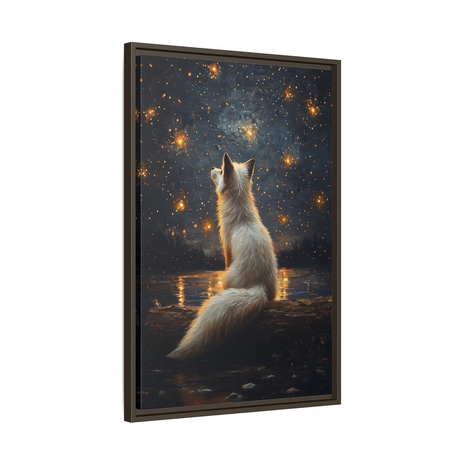 Framed Canvas - Stargazing Fox Reverie