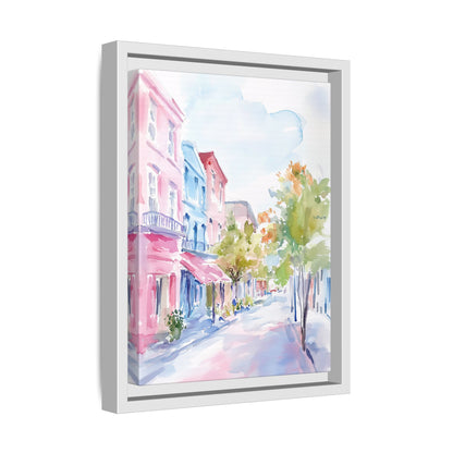 Framed Canvas - Pastel Charleston Street Scene