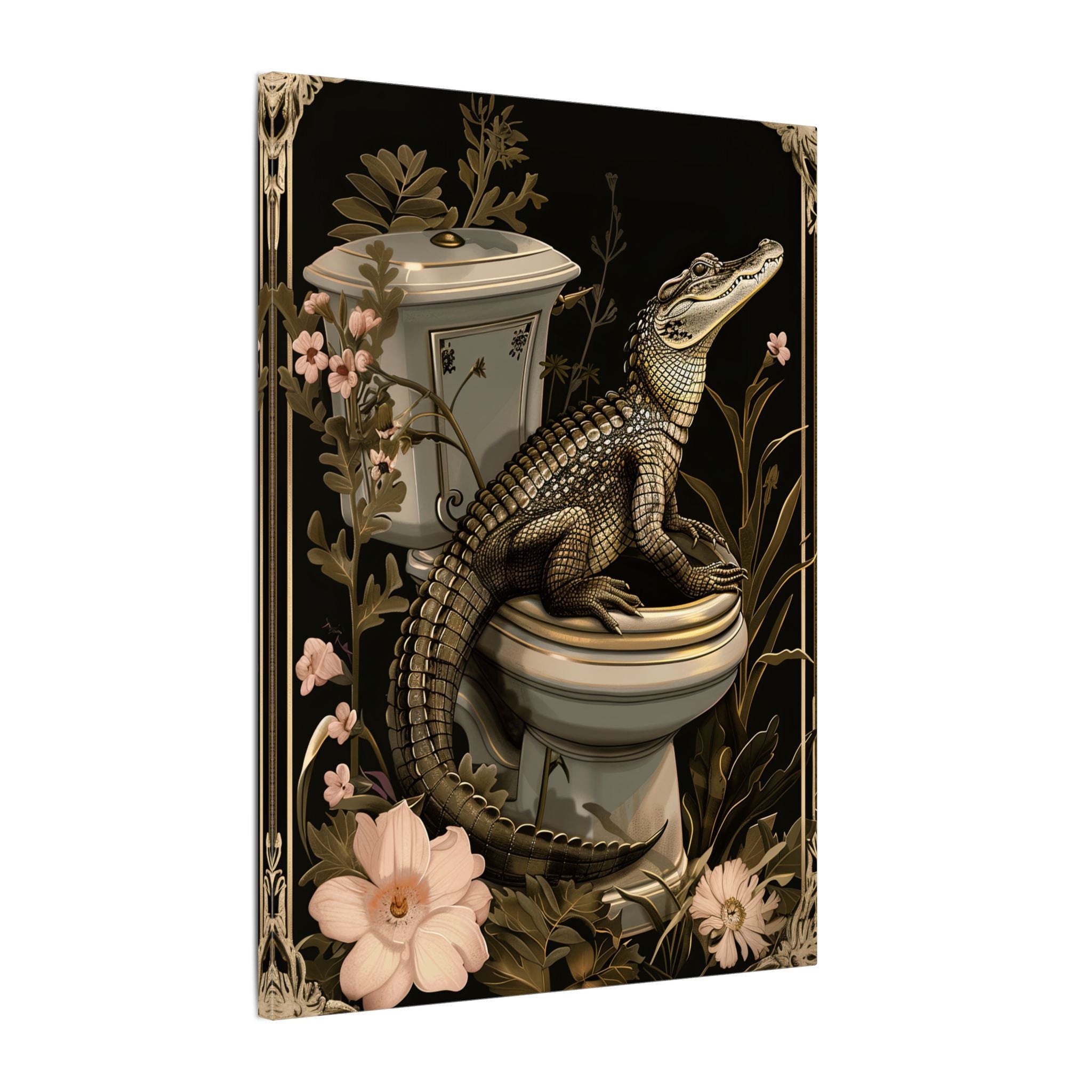 .75" Matte Canvas - Toilet Gator Floral Surprise