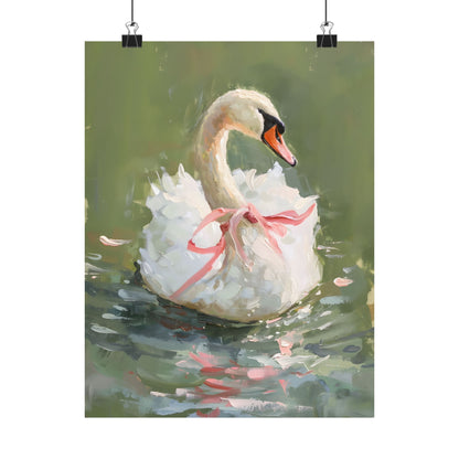 Ballet Swan in Pink Bow