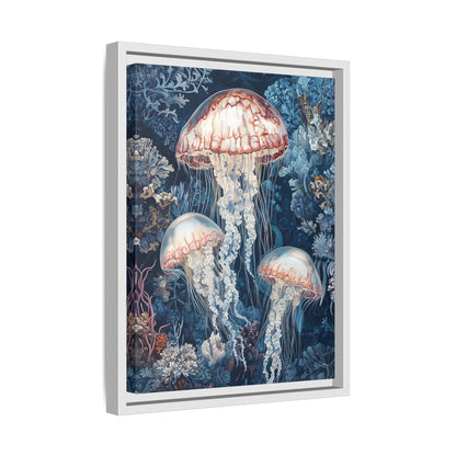 Framed Canvas - Ethereal Ocean Jellyfish