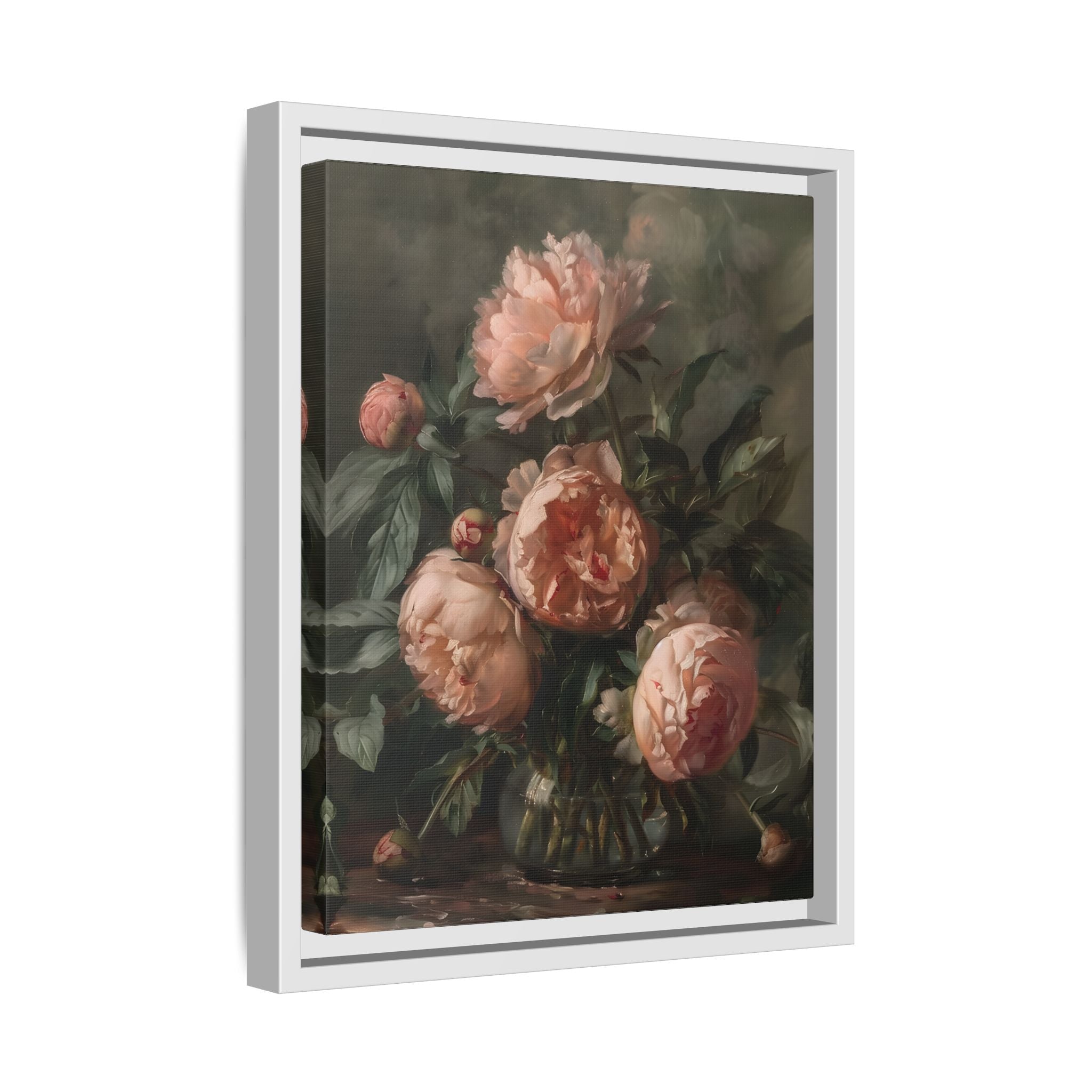 Framed Canvas - Vintage Blush Peony Bouquet