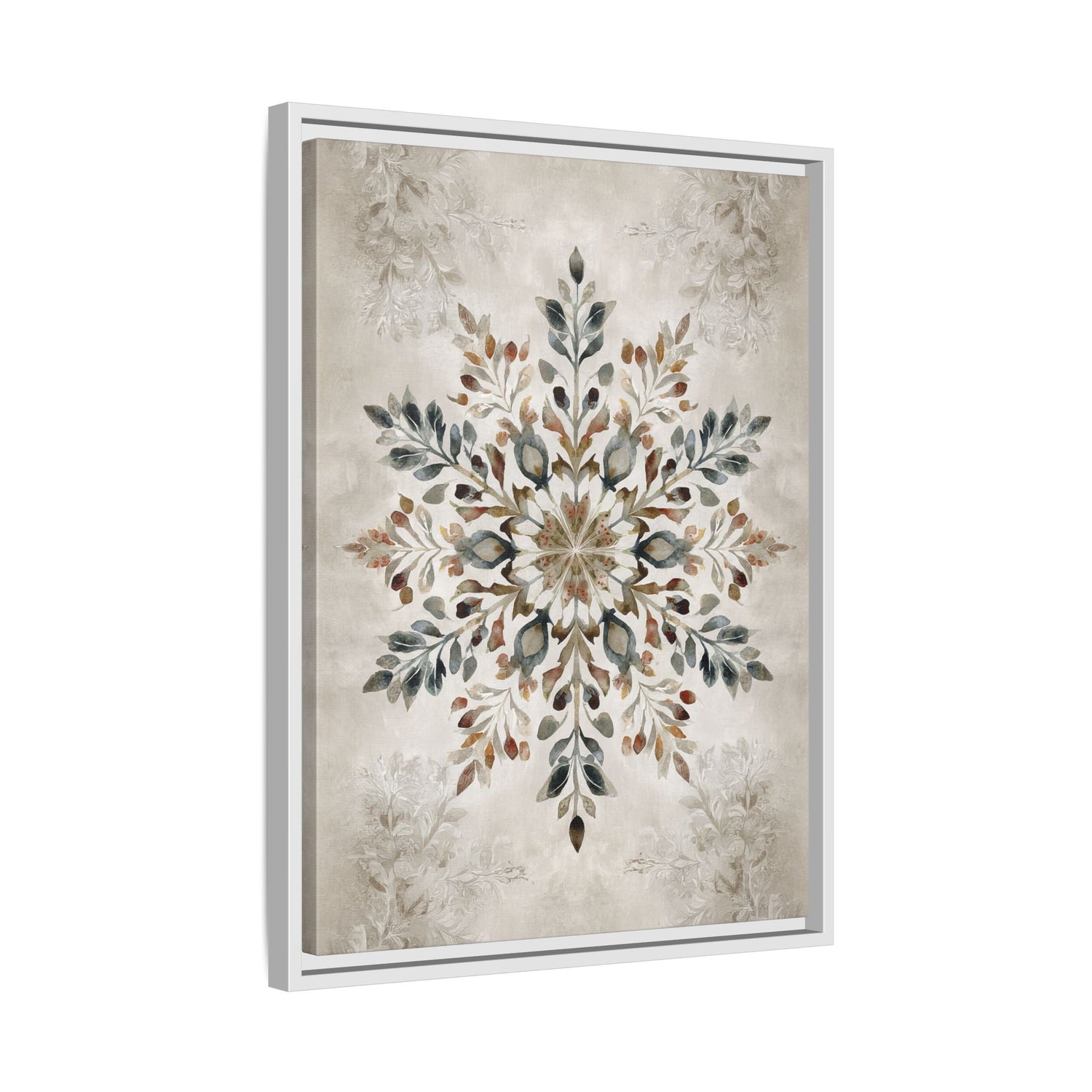 Framed Canvas - Nordic Botanical Snowflake