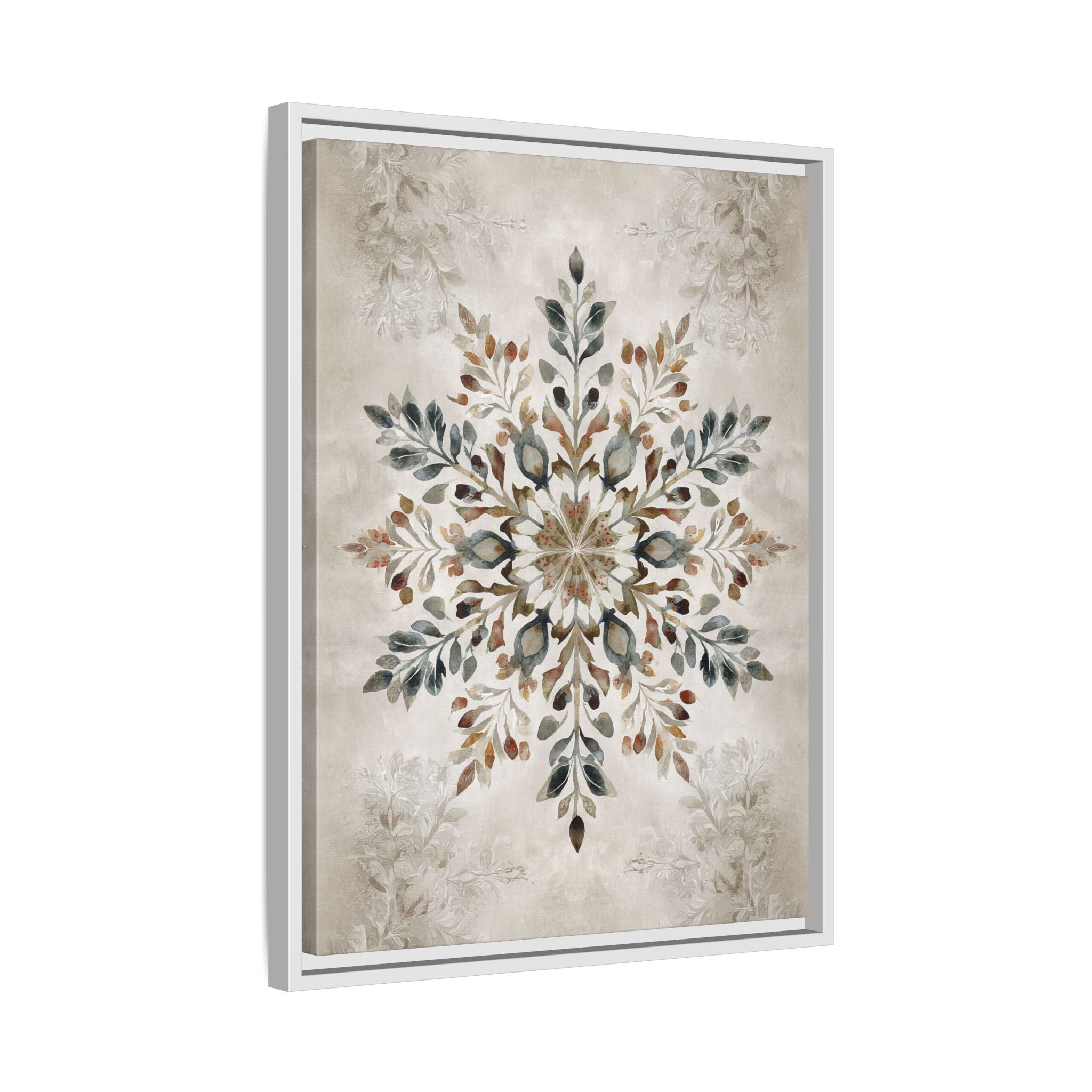 Framed Canvas - Nordic Botanical Snowflake