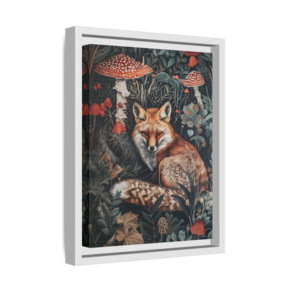 Framed Canvas - Forest Fox with Mushrooms