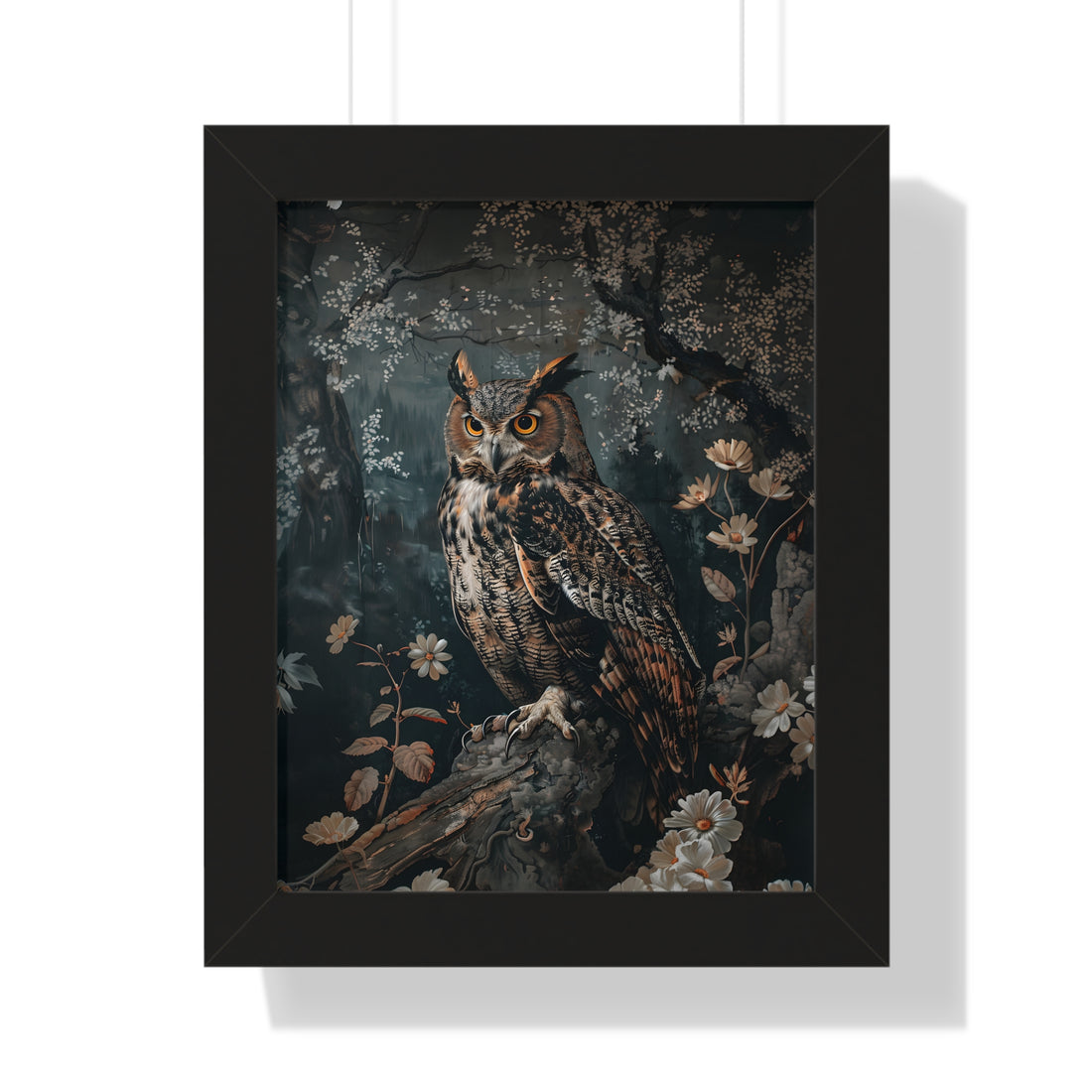 Framed Paper Print - Midnight Watchful Owl