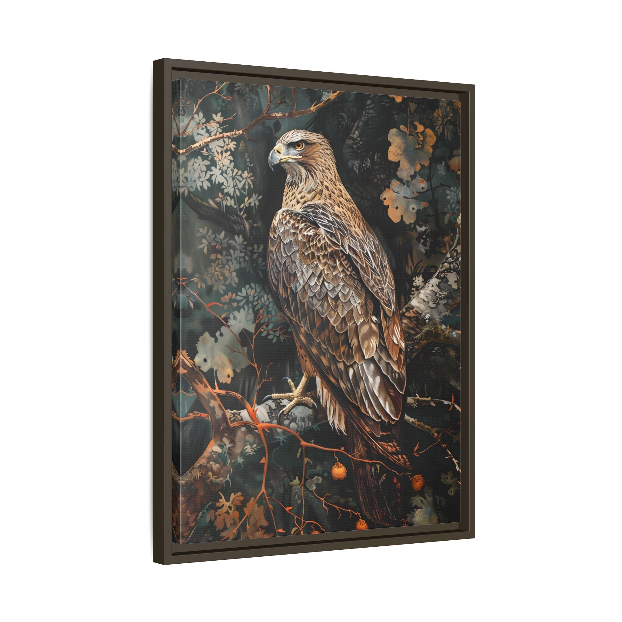 Framed Canvas - Majestic Hawk in Autumn