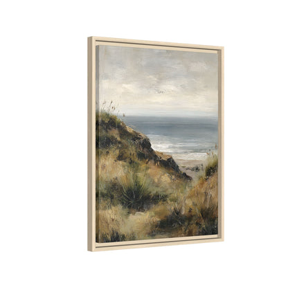 Framed Canvas - Misty Coastal Seascape