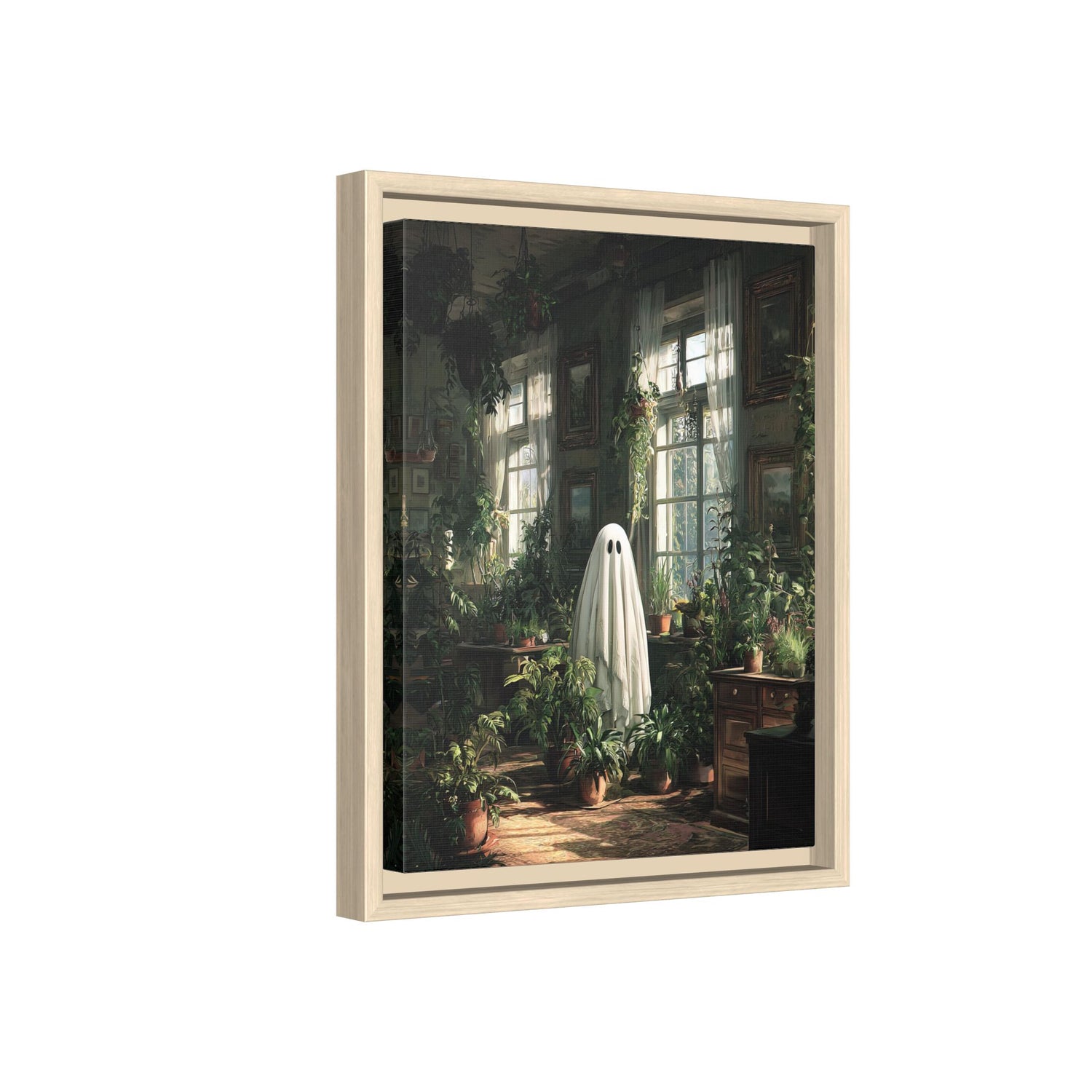 Framed Canvas - Ghost Among Houseplants
