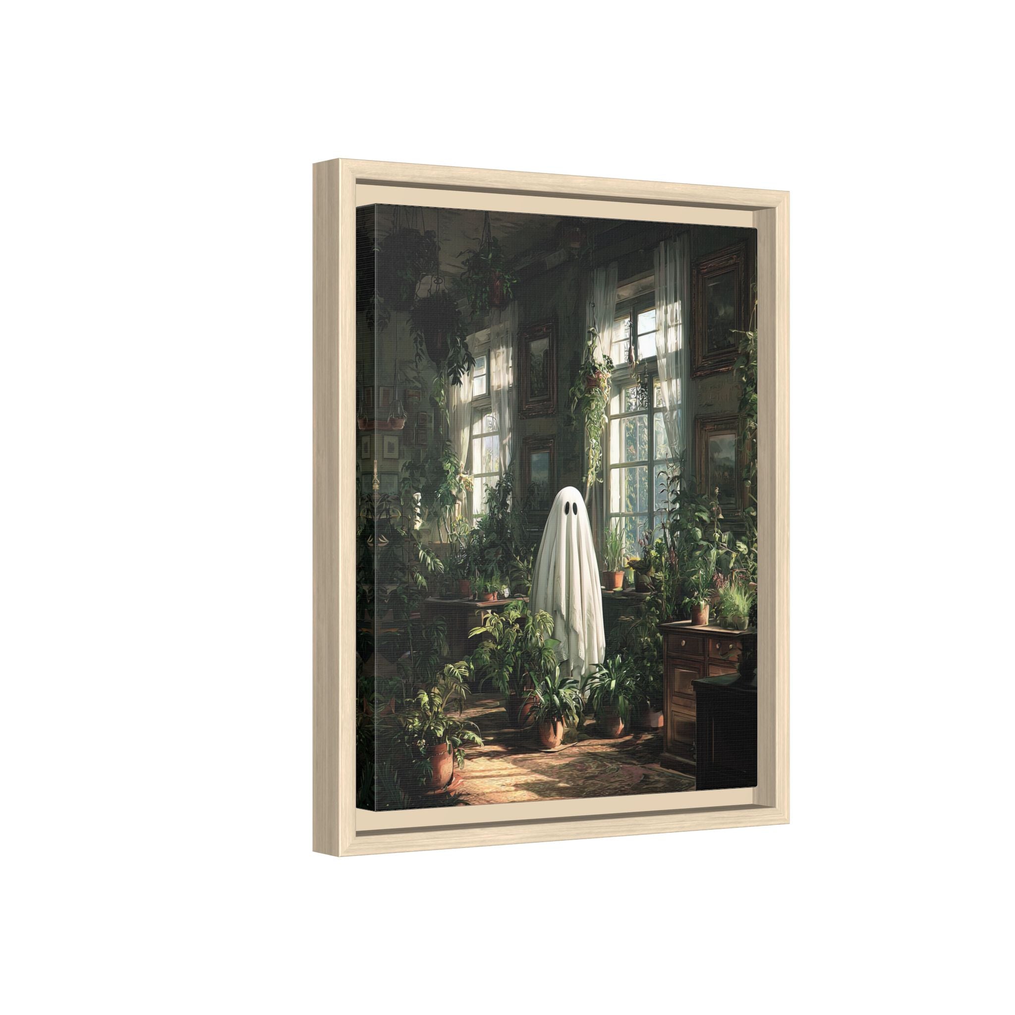 Framed Canvas - Ghost Among Houseplants