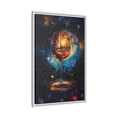 Framed Canvas - Cosmic Swirl in Wine Glass