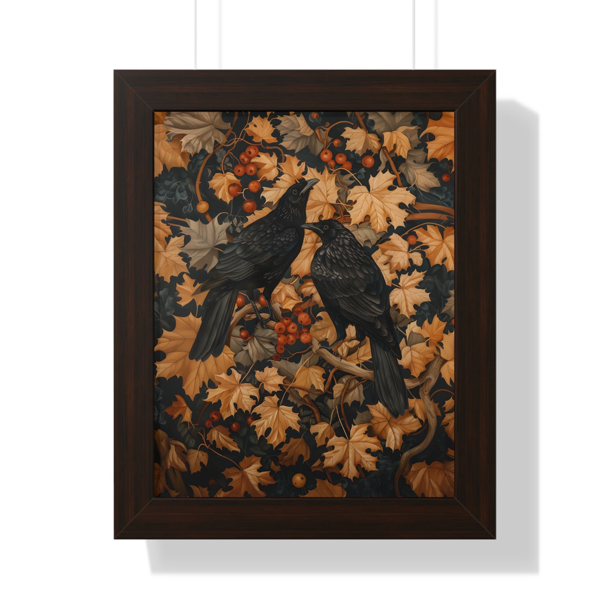 Framed Paper Print - Autumn Rooks in Golden Leaves