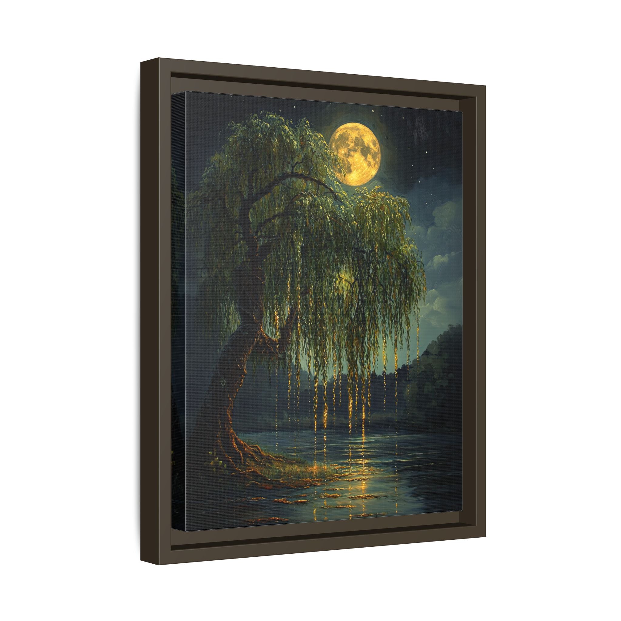 Framed Canvas - Moonlit Willow Glow