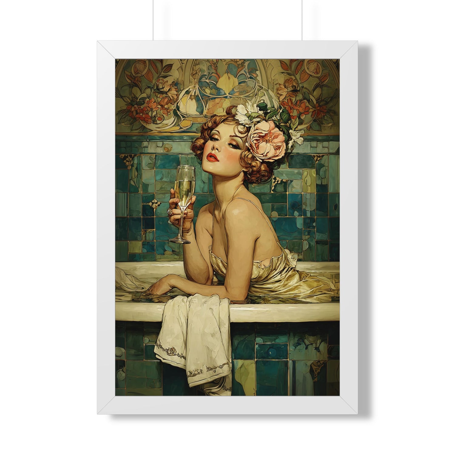 Framed Paper Print - Champagne Bathtub Coquette