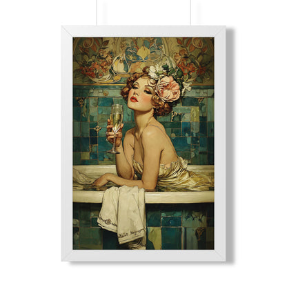 Framed Paper Print - Champagne Bathtub Coquette