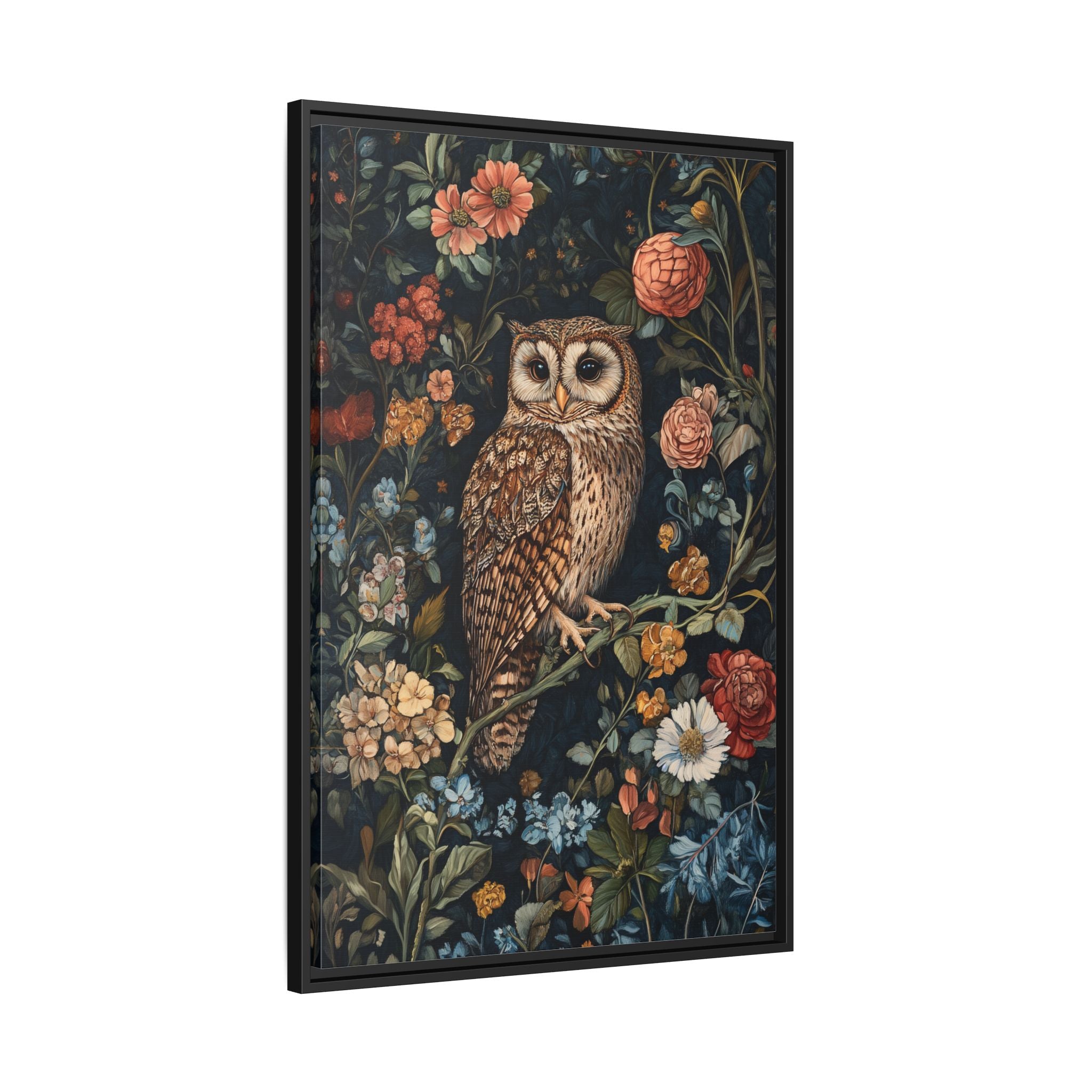 Framed Canvas - Guardian of the Floral Night