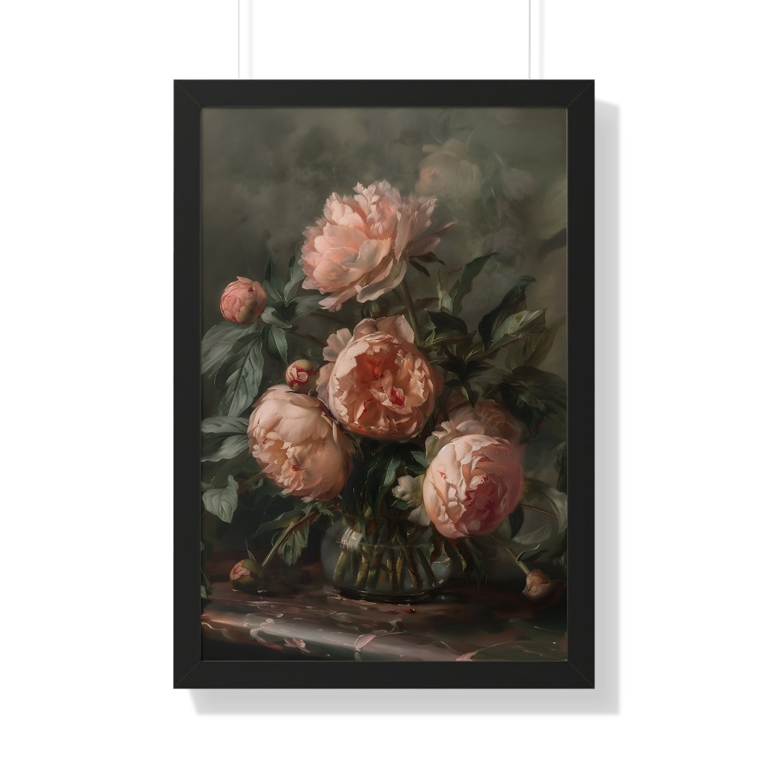 Framed Paper Print - Vintage Blush Peony Bouquet