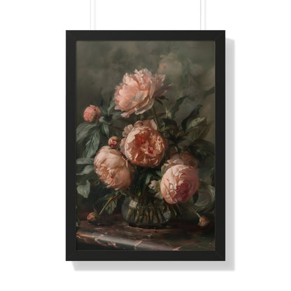 Framed Paper Print - Vintage Blush Peony Bouquet