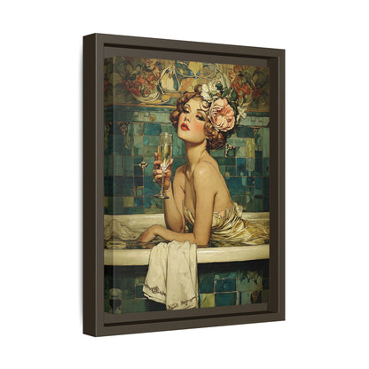Framed Canvas - Champagne Bathtub Coquette