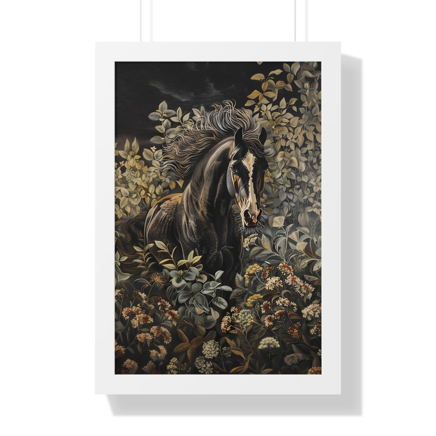 Framed Paper Print - Equine Elegance in Twilight Bloom