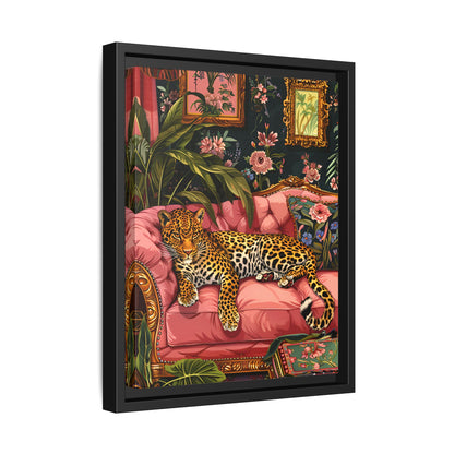 Framed Canvas - Leopard Lounge in Bloom