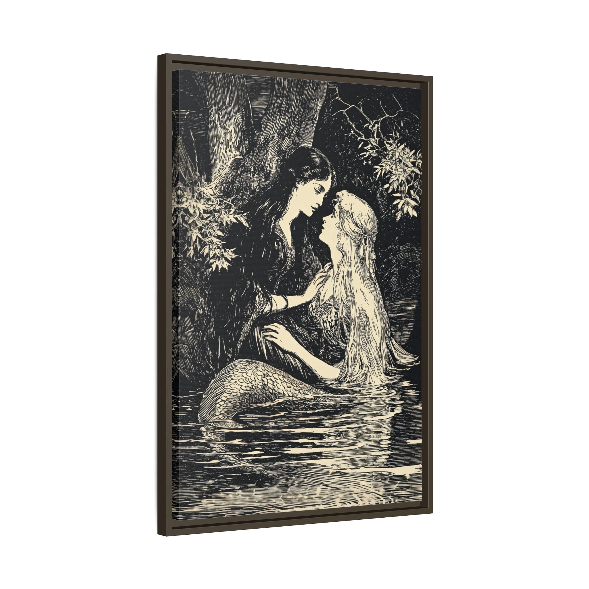 Framed Canvas - Mermaid Fairy Midnight Kiss