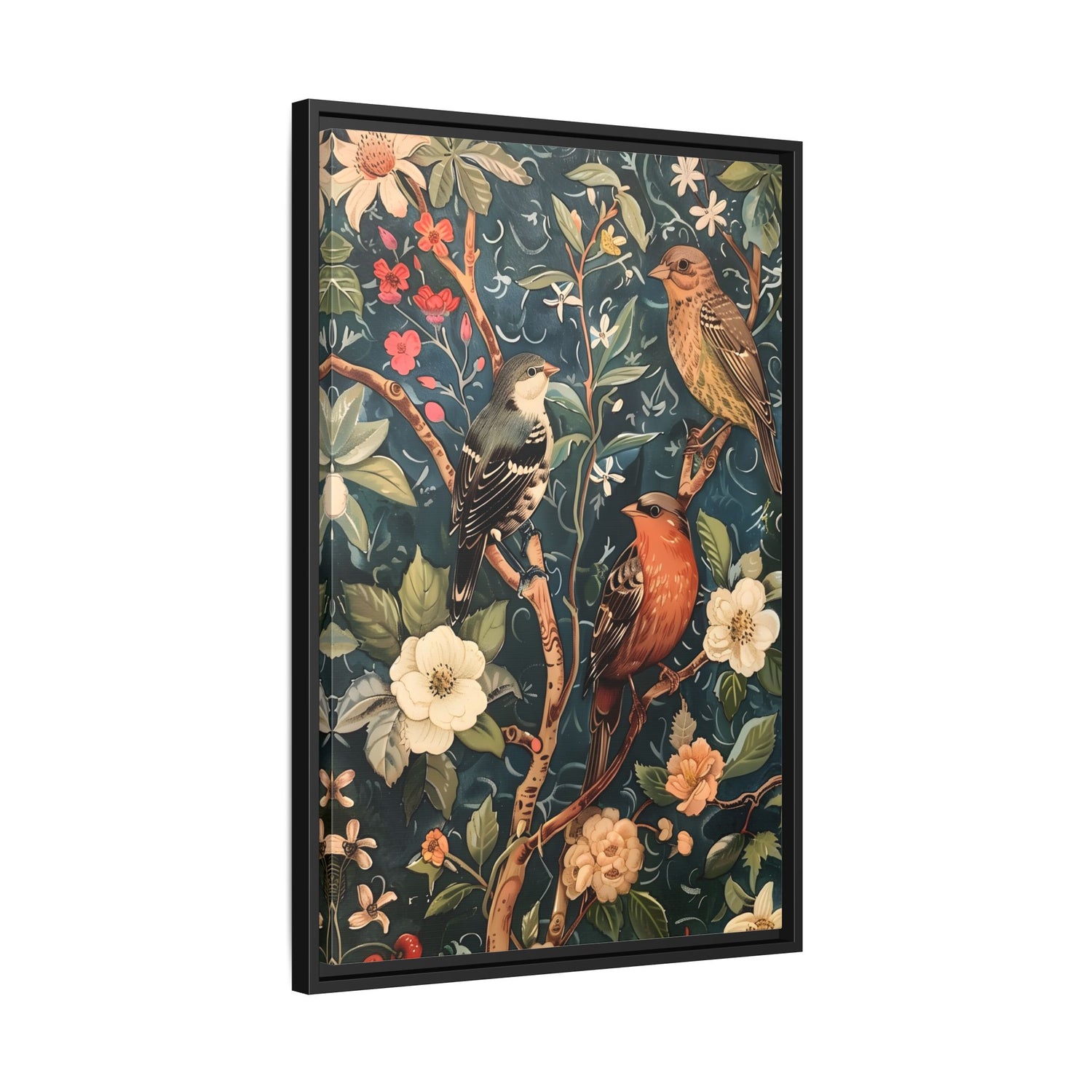 Framed Canvas - Robin and Sparrow Symphony