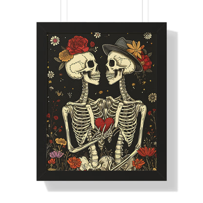 Framed Paper Print - Eternal Love Skeletons