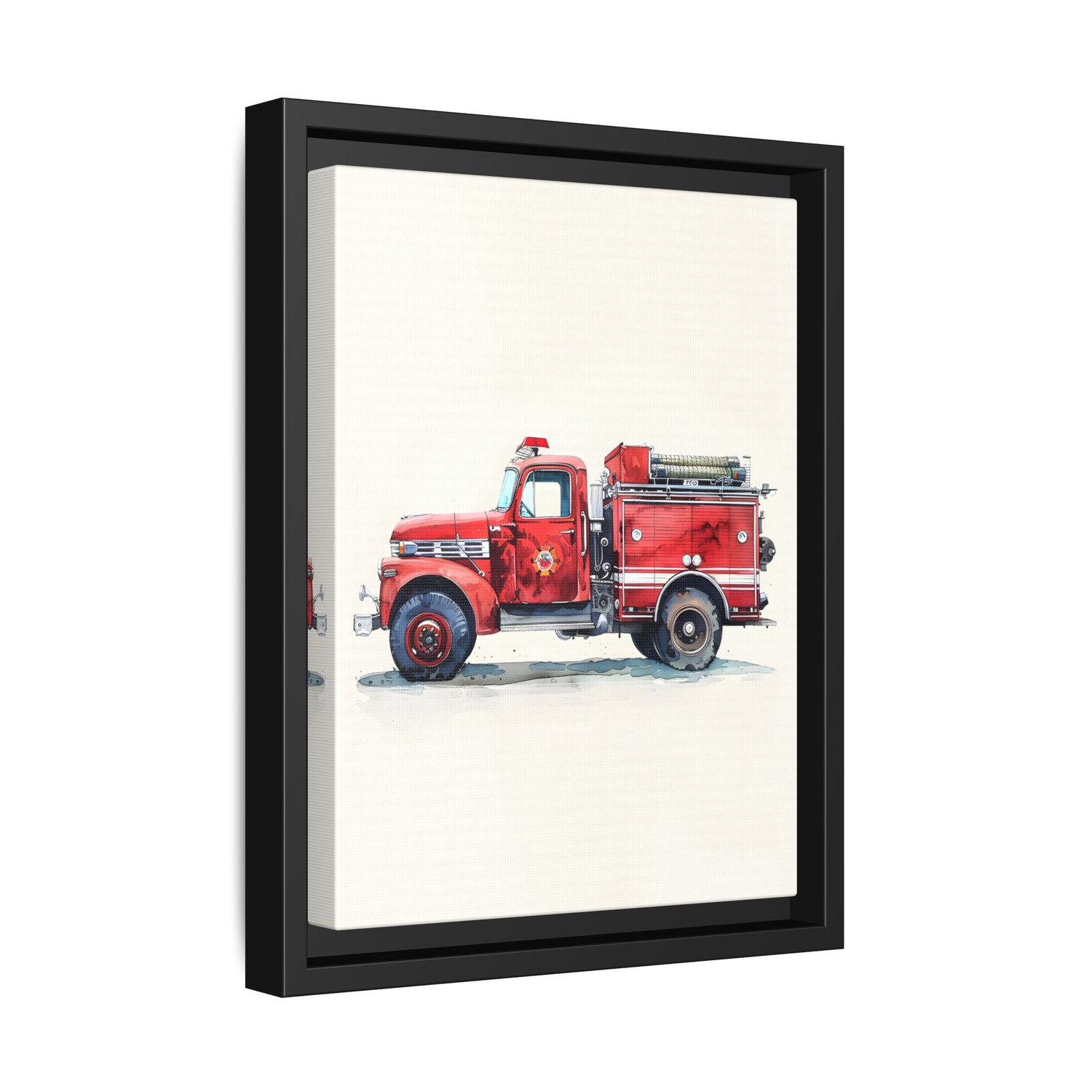 Framed Canvas - Vintage Firetruck Nursery