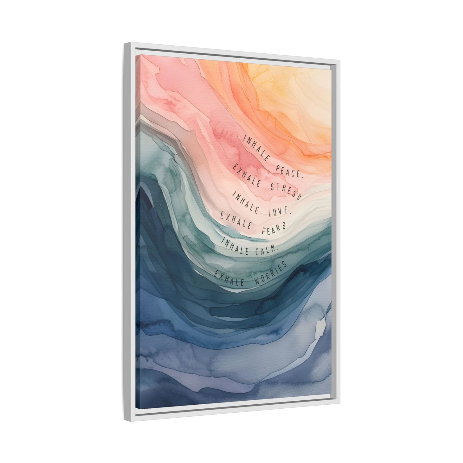 Framed Canvas - Inhale Exhale Watercolor Calm